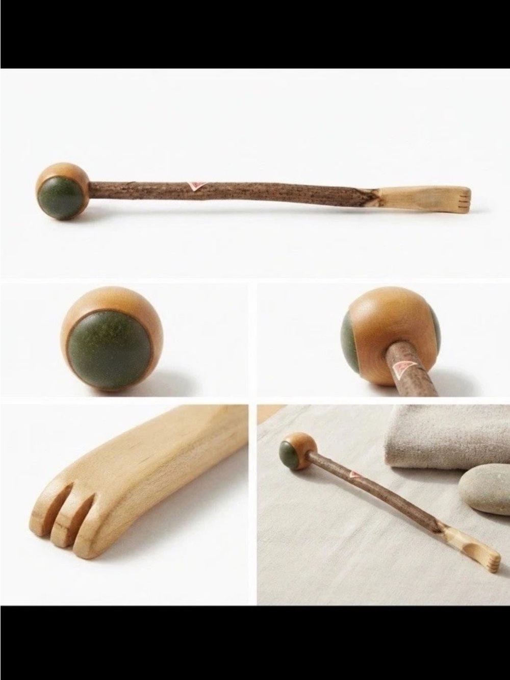 Vintage Japanese Wood Bamboo Back Scratcher Signed Massage Tool Showa Era